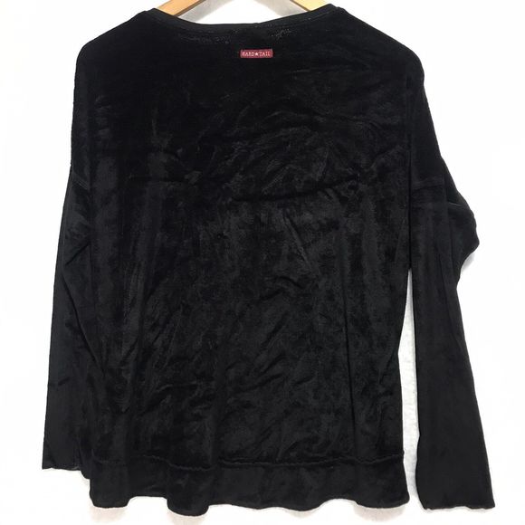 Hard Tail Forever Shirt VELOUR LONG SLEEVE Tunic Top Boat Neck Black Medium - Picture 7 of 8